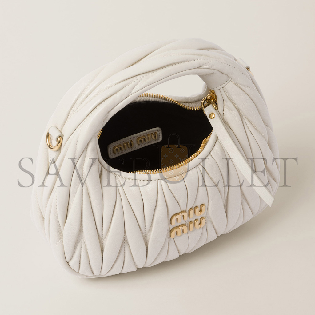 MIU MIU WANDER MATELASSÉ NAPPA LEATHER HOBO MINI-BAG 5BP078 (17.5*14*5.5cm) MIU MIU WANDER MATELASSÉ NAPPA LEATHER HOBO MINI-BAG 5BP078 (17.5*14*5.5cm)